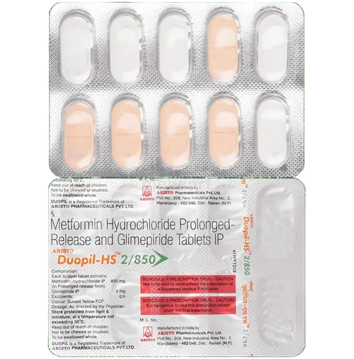 duopil hs 2/850mg tablet 10's